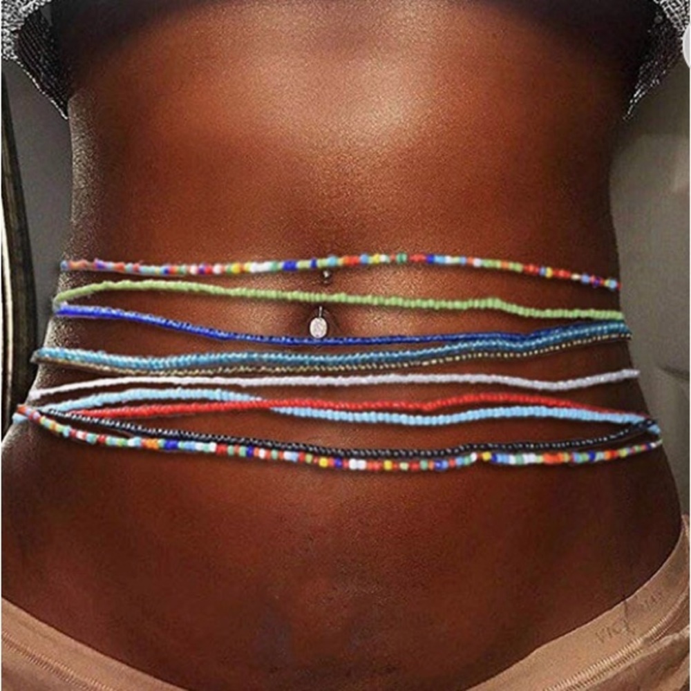 Boho Beads Belly Chain Colorful Elastic Waist Chains for Women and Girls